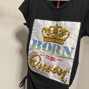Black 'Born to Be Queen' Kids T-Shirt